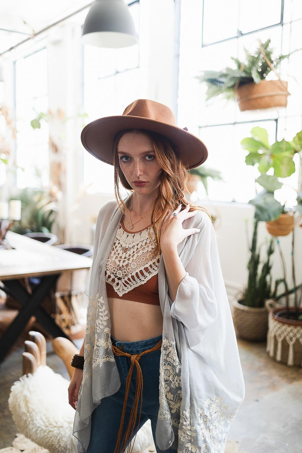 Wide Brim Leather Bolero